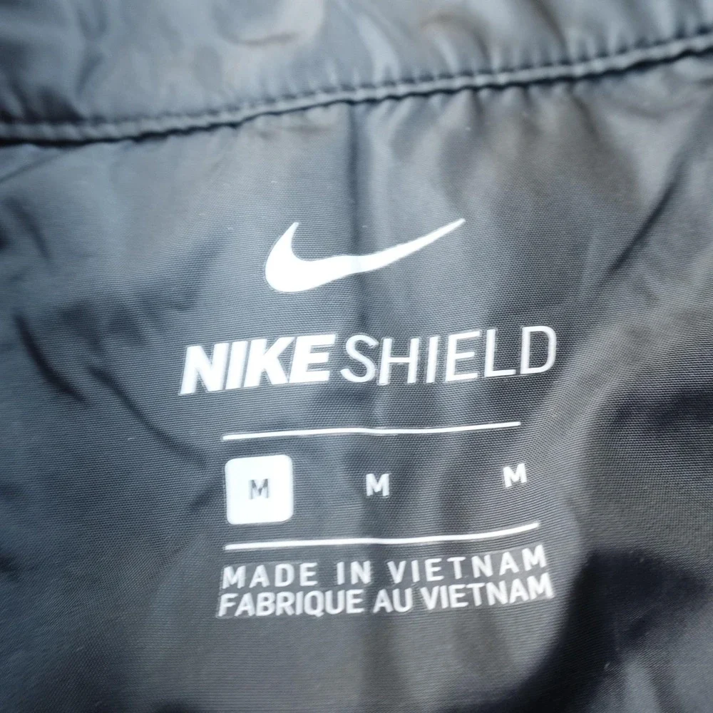 Nike Jacket Mens M Black Shield Full Zip Windbreaker Coat Golf Running Training